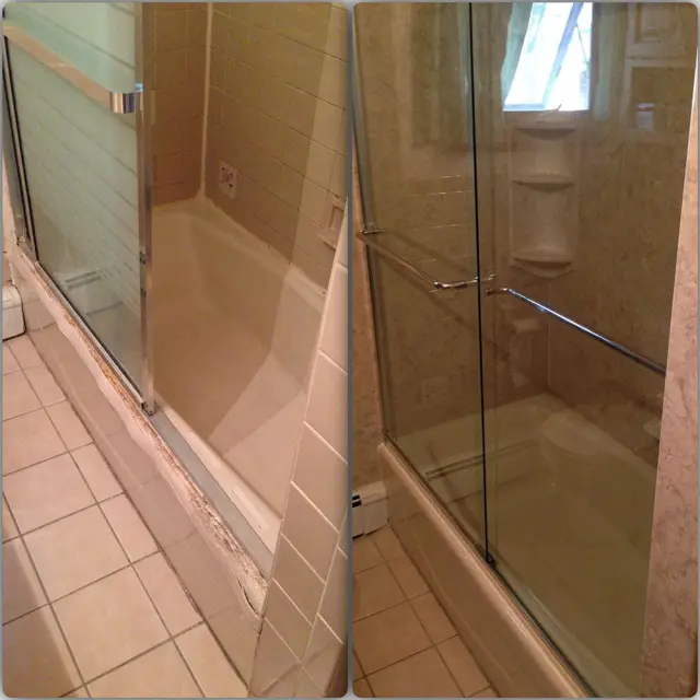 Before and after sliding glass shower door
