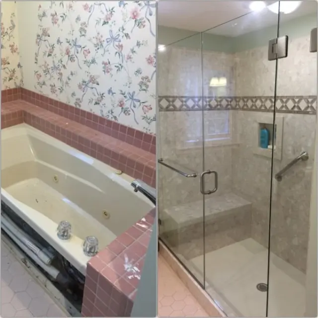 Before and after tub replacement